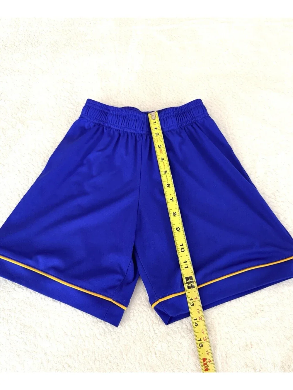 Adidas Climalite Soccer Shorts Boys Size S 140 Blue Yellow Athletic Activewear